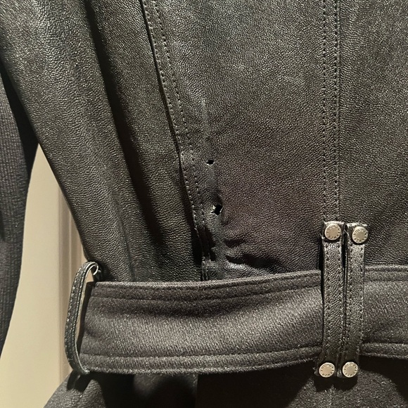 BCBG MAXAZRA BLACK LONG LEATHER COAT - Picture 8 of 10